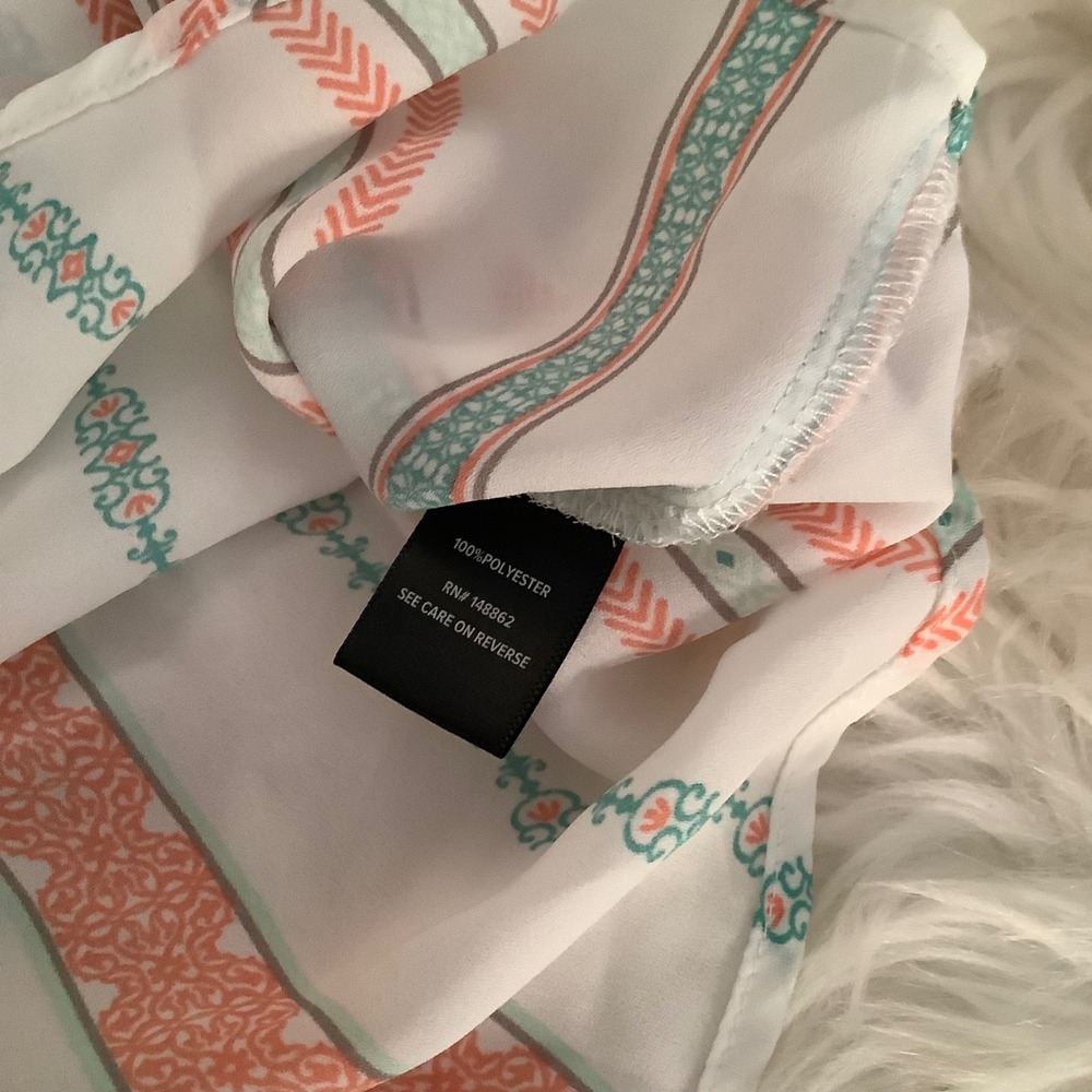 Torrid Womens Size 3 Coral Teal Striped Button Back Short Sleeve Blouse Top - Picture 6 of 16